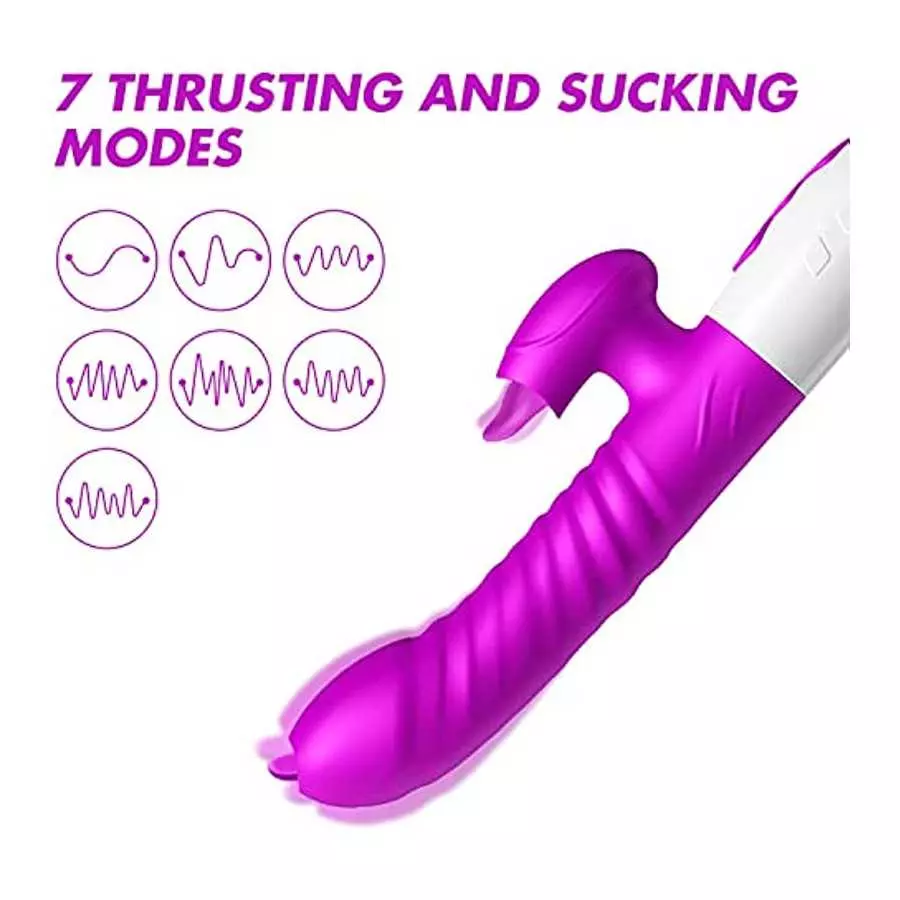 3 in 1 Rose Rabbit Vibrator Toys with 7 Vibrating Dildo for Women - Silicone Waterproof Rechargeable Adult Sex Toy G-Spot Clitor