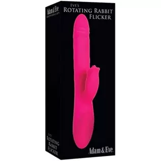 Adam & Eve Eve’s Rechargeable Rabbit Vibrator with Flicking Clitoral Stimulator, Pink | Thrusting & Rotating Waterproof Silicone