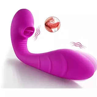 JINBYONE, Clitoral & Vagina G-Spot Rabbit Vibrator, Ultra Soft Bendable with Tongue Tickler Stimulation, Rechargeable Waterproof