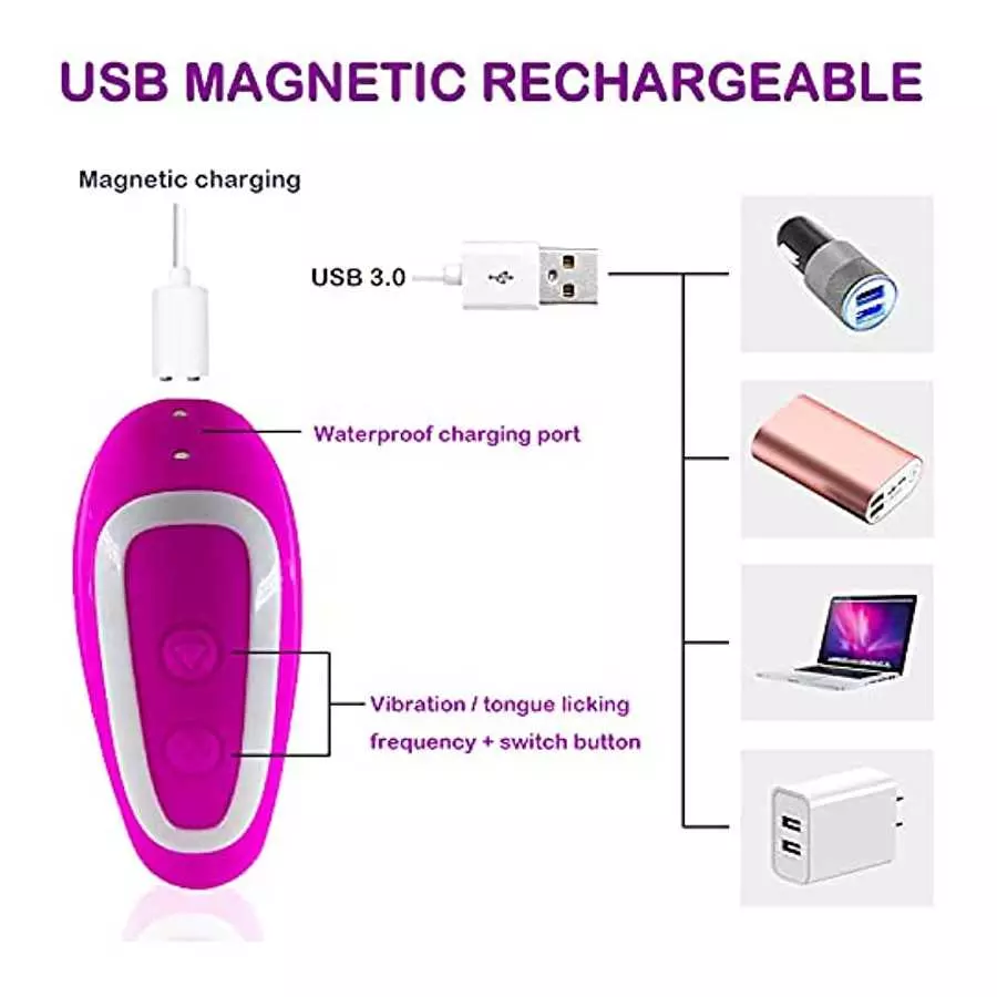 JINBYONE, Clitoral & Vagina G-Spot Rabbit Vibrator, Ultra Soft Bendable with Tongue Tickler Stimulation, Rechargeable Waterproof