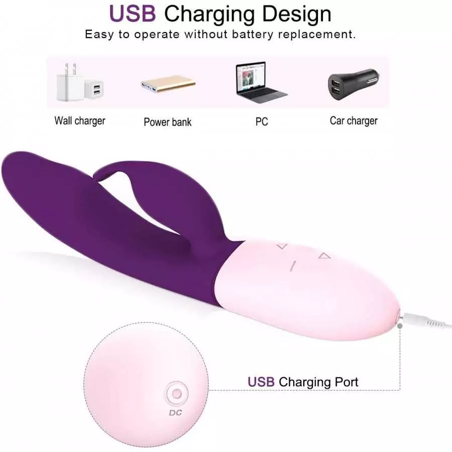 Heating Function G Spot Rabbit Vibrator, Rabbit Vibrator, Rabbit Thrusting Rotation Dildo G-Spot Vibrator Clit Massager Sex Toys