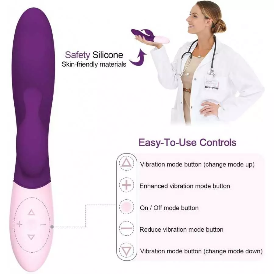 Heating Function G Spot Rabbit Vibrator, Rabbit Vibrator, Rabbit Thrusting Rotation Dildo G-Spot Vibrator Clit Massager Sex Toys