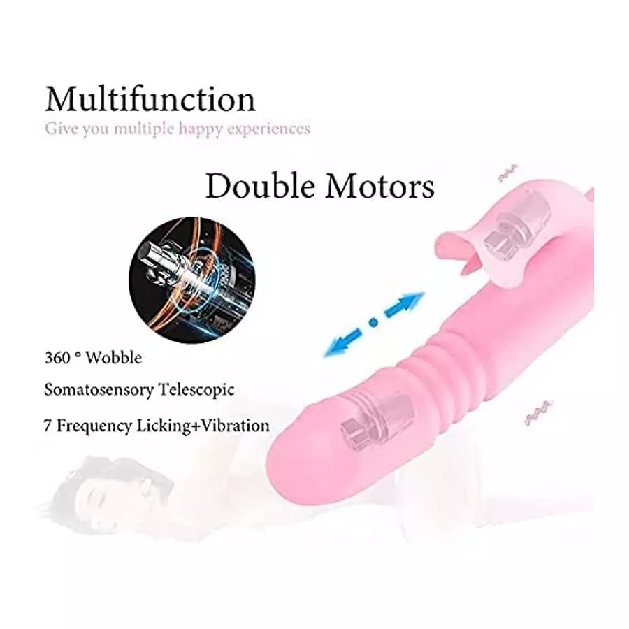2022 New G Spot Rabbit Vibrator Dildo for Women, Bunny Ears Tongue Licking Clitorals Stimulator Vibrating Dildo Adult Sex Toys &