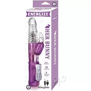 Energize Her Bunny #1 Purple 36 Function 6 Rotating Modes Dual Motor Usb Rechargeable Waterproof