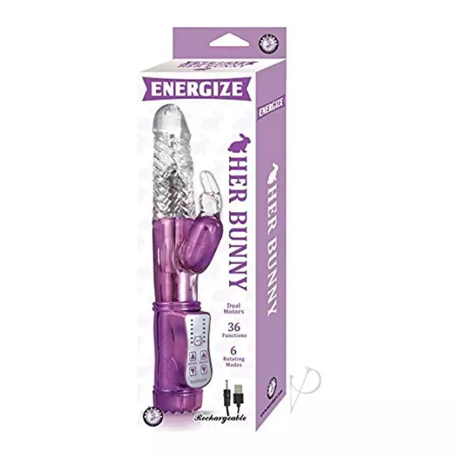 Energize Her Bunny #1 Purple 36 Function 6 Rotating Modes Dual Motor Usb Rechargeable Waterproof