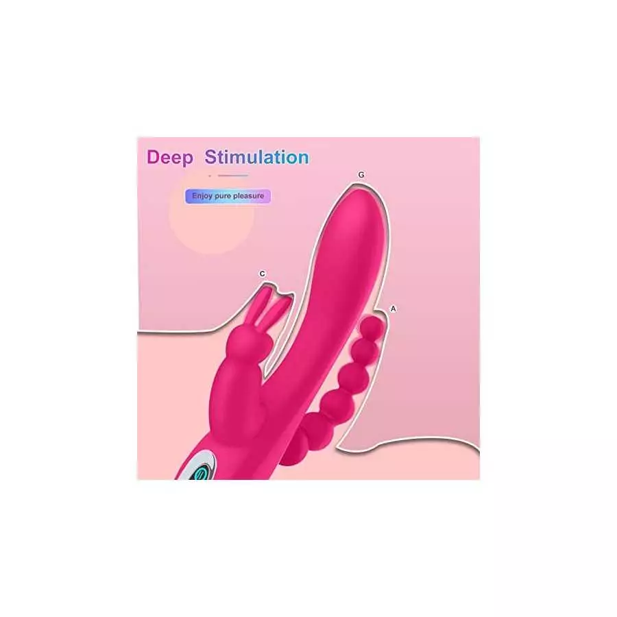 G Spot Rabbit Vibrator for Women Clitoris Stimulation with 7 Powerful Vibrations, MMQ Rechargeable 3 in 1 Clit Anal Stimulating 