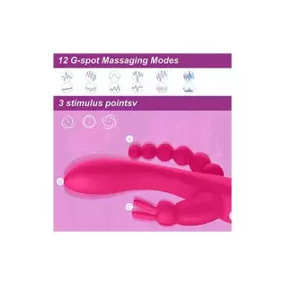 G Spot Rabbit Vibrator for Women Clitoris Stimulation with 7 Powerful Vibrations, MMQ Rechargeable 3 in 1 Clit Anal Stimulating G Spot Rabbit Vibrator for Women Clitoris Stimulation with 7 Powerful Vibrations, MMQ Rechargeable 3 in 1 Clit Anal Stimulating