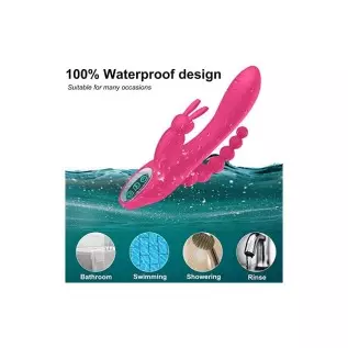 G Spot Rabbit Vibrator for Women Clitoris Stimulation with 7 Powerful Vibrations, MMQ Rechargeable 3 in 1 Clit Anal Stimulating G Spot Rabbit Vibrator for Women Clitoris Stimulation with 7 Powerful Vibrations, MMQ Rechargeable 3 in 1 Clit Anal Stimulating