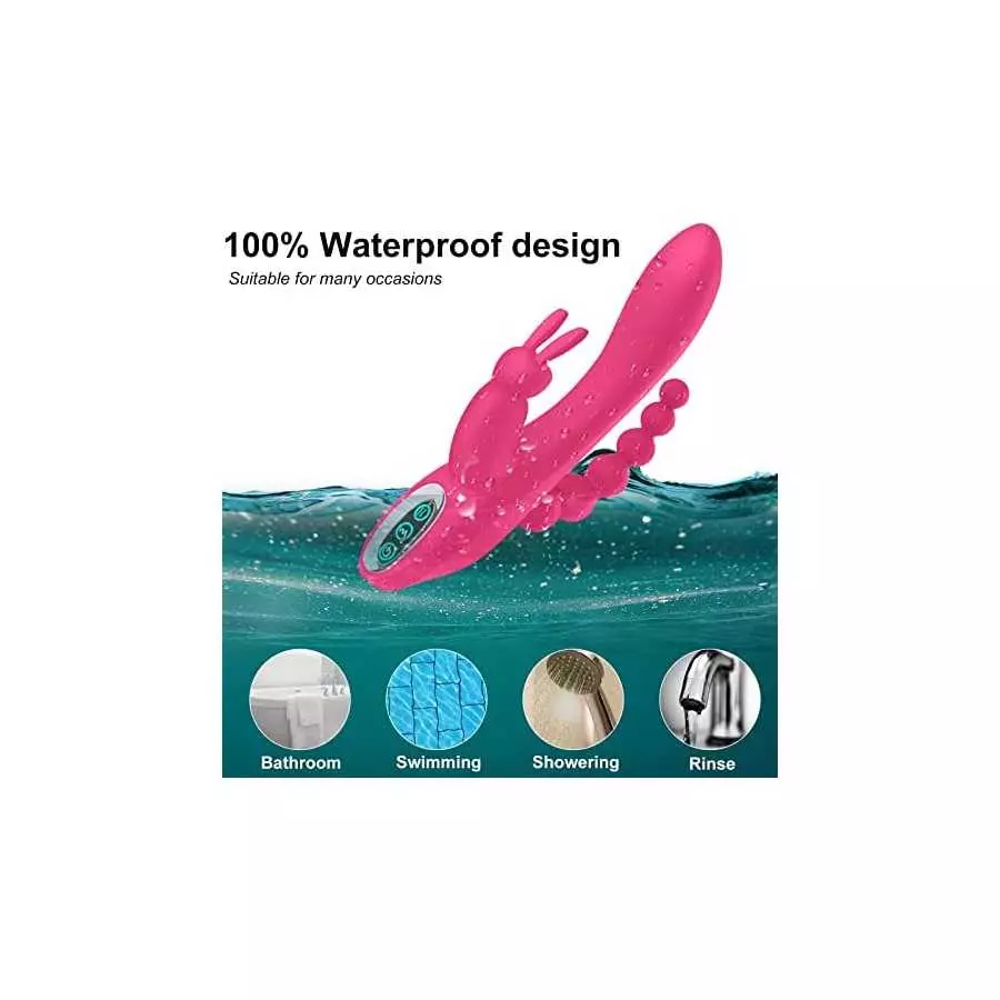 G Spot Rabbit Vibrator for Women Clitoris Stimulation with 7 Powerful Vibrations, MMQ Rechargeable 3 in 1 Clit Anal Stimulating 