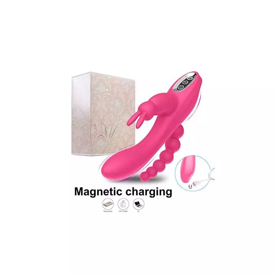 G Spot Rabbit Vibrator for Women Clitoris Stimulation with 7 Powerful Vibrations, MMQ Rechargeable 3 in 1 Clit Anal Stimulating 