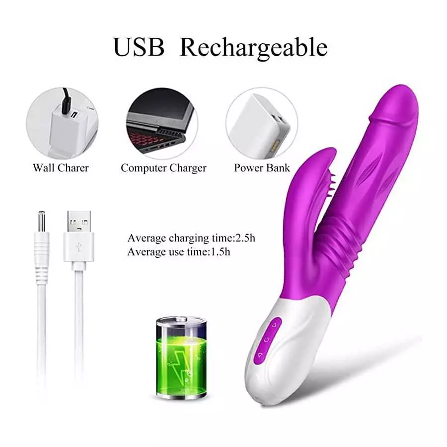 G Spot Rabbit Vibrator with Heating Function, Sex Toys for Clitoris G-spot Stimulation,Waterproof Dildo Vibrator with 9 Powerful