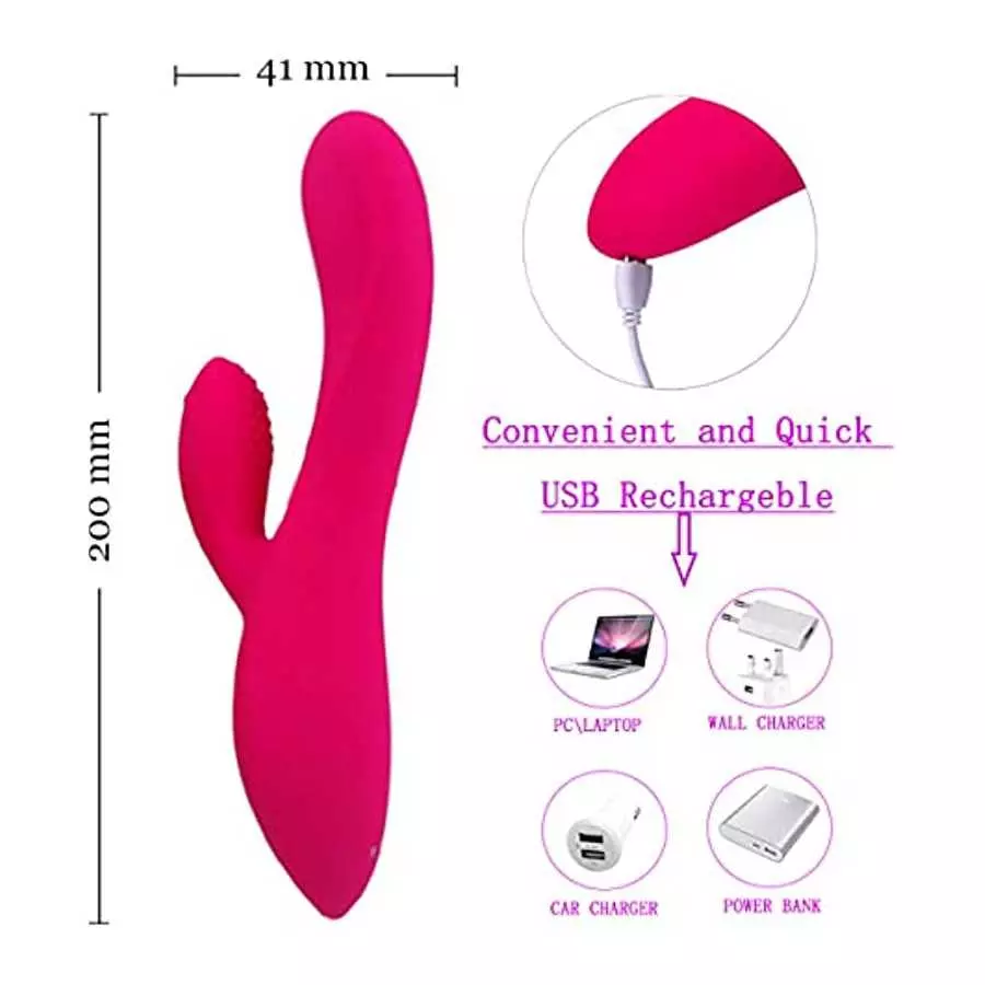 Leseox Clitoris Rabbit Vibrator, Dual Motors with 10 Vibration Modes, Waterproof and Rechargeable Dildo Massager for Clitoral G-