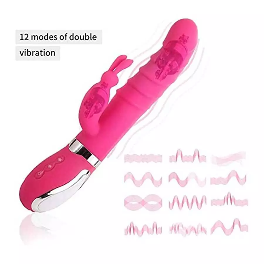 Thrusting Dildo Rabbit Vibrator for Women - Clitoris G spot Stimulation,Waterproof Dildo Vibrator with 7 Powerful Vibrations Rec