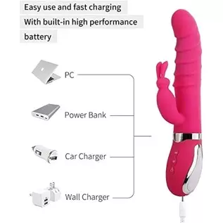 Thrusting Dildo Rabbit Vibrator for Women, Vibrator Adult Sensory Toys G Spot Sex Toy with 3 Telescopic & 10 Vibration Modes, Ad Thrusting Dildo Rabbit Vibrator for Women, Vibrator Adult Sensory Toys G Spot Sex Toy with 3 Telescopic & 10 Vibration Modes, Ad