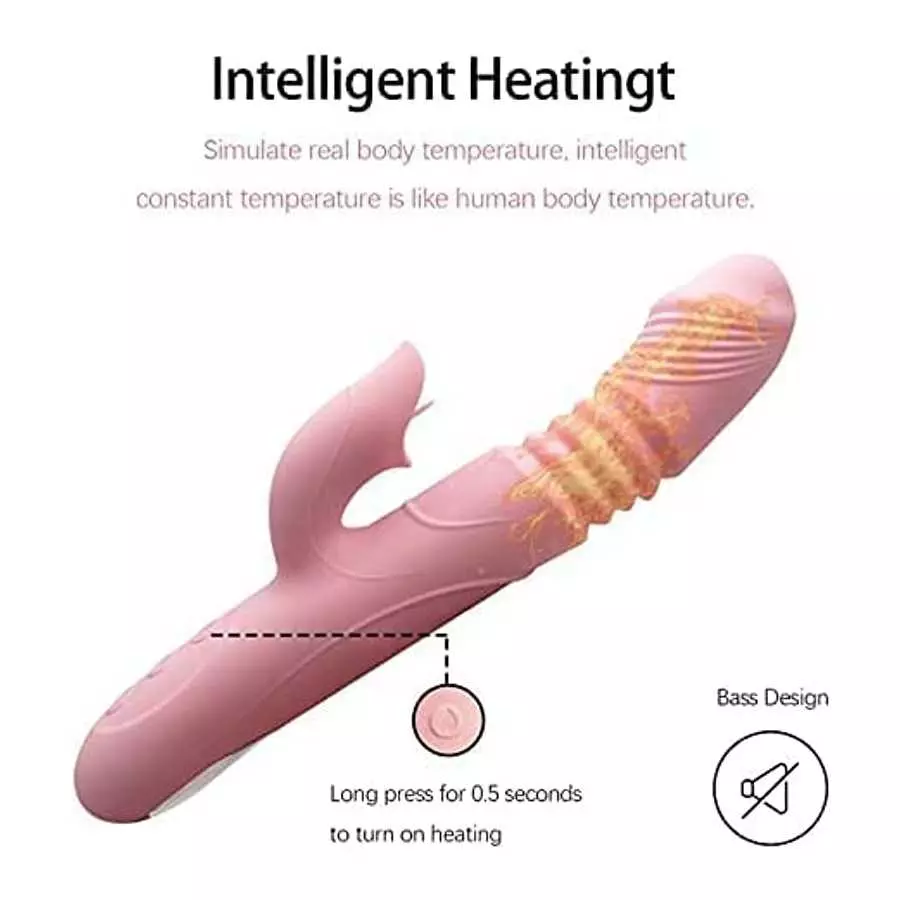 Rabbit Vibrator with Heating Function, Sex Toys for Clitoris Stimulation,Waterproof Dildo Vibrator with 9 Vibrations Dual Motor 