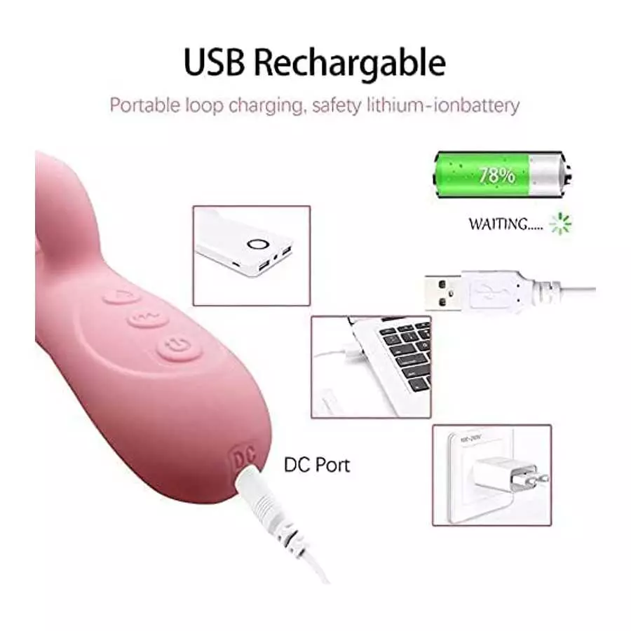 Rabbit Vibrator with Heating Function, Sex Toys for Clitoris Stimulation,Waterproof Dildo Vibrator with 9 Vibrations Dual Motor 