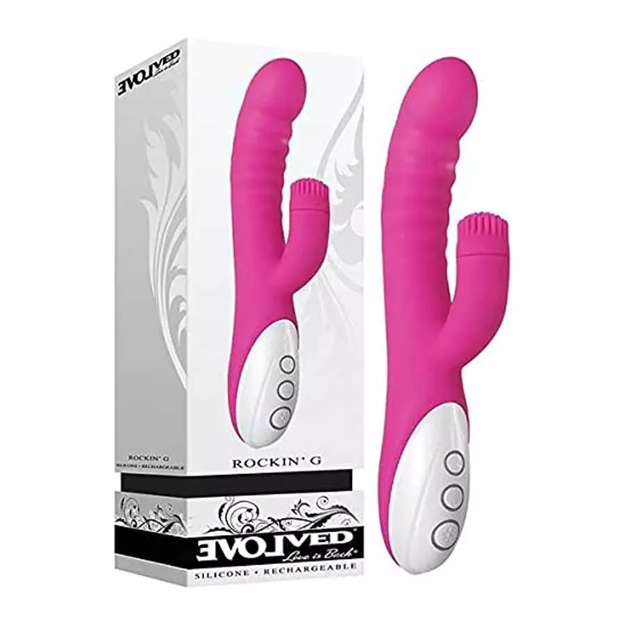 Rockin G Rabbit Spinning Clitoral Stimulator Silicone Rechargeable Vibrator Pink Rockin G Rabbit Spinning Clitoral Stimulator Silicone Rechargeable Vibrator Pink