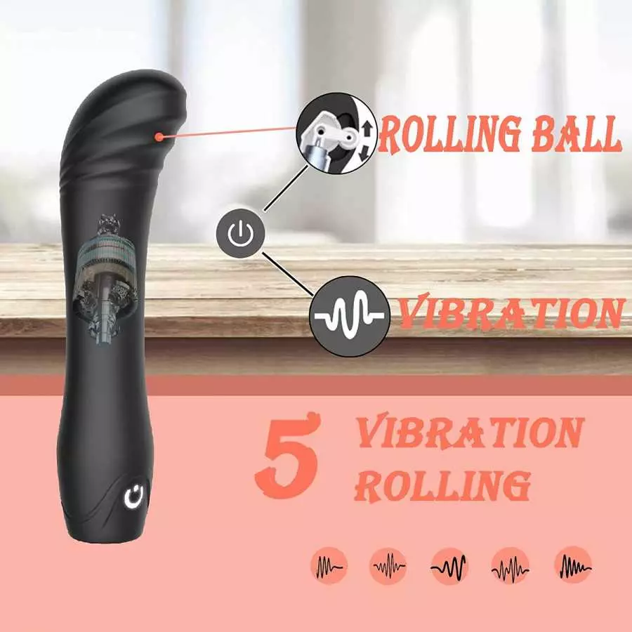 G Spot Vibrator Sex Toys with Rolling Ball for Clit G Spot Stimulation,Realistic Vibrating Dildos with 5 Patterns,Rechargeable D