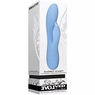 Evolved Novelties Rabbit Habit 8 Function Rechargeable Silicone Waterproof Vibrator, Blue