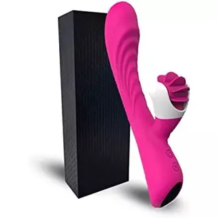 Rabbit Vibrator, Waterproof Dildo Vibrator with 9 G Spot Powerful Vibrations Modes, 6 Clitorals Licking Modes, Adult Sex Toy for