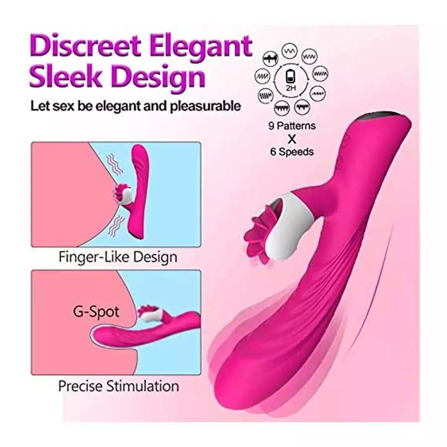 Rabbit Vibrator, Waterproof Dildo Vibrator with 9 G Spot Powerful Vibrations Modes, 6 Clitorals Licking Modes, Adult Sex Toy for