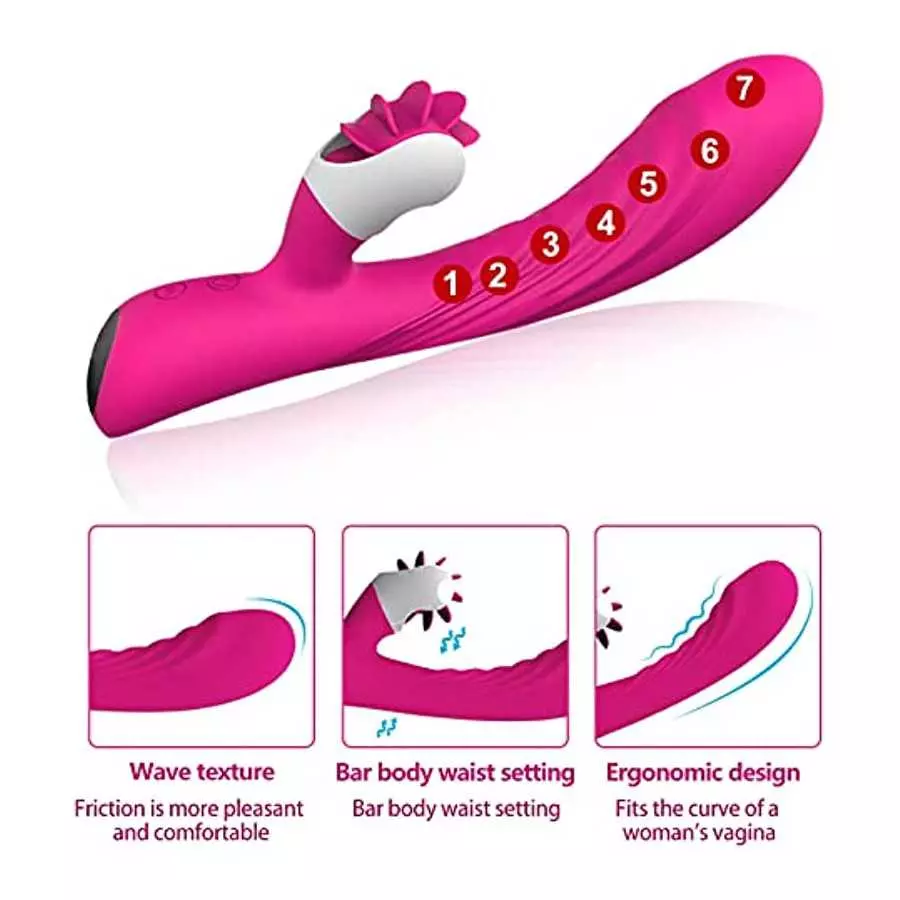 Rabbit Vibrator, Waterproof Dildo Vibrator with 9 G Spot Powerful Vibrations Modes, 6 Clitorals Licking Modes, Adult Sex Toy for