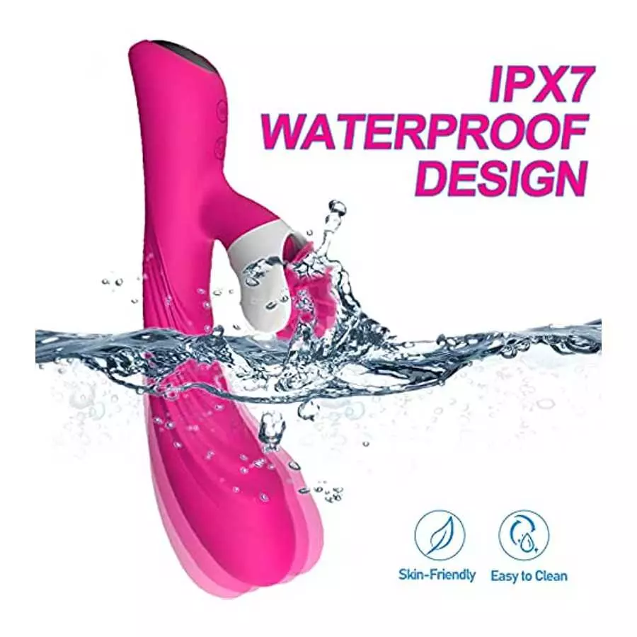 Rabbit Vibrator, Waterproof Dildo Vibrator with 9 G Spot Powerful Vibrations Modes, 6 Clitorals Licking Modes, Adult Sex Toy for