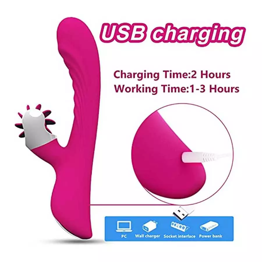 Rabbit Vibrator, Waterproof Dildo Vibrator with 9 G Spot Powerful Vibrations Modes, 6 Clitorals Licking Modes, Adult Sex Toy for