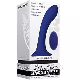 Evolved Novelties Blue Dream Wireless Remote Control Strap-on Silicone Rechargeable Vibrator