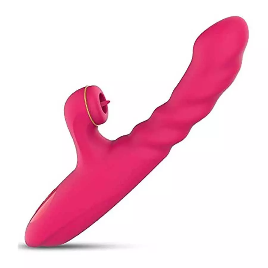 Grilent Clitoral Licking G-spot Thrusting Rabbit Vibrator, 9.4 Inch Realistic Jelly Wolf Dildo