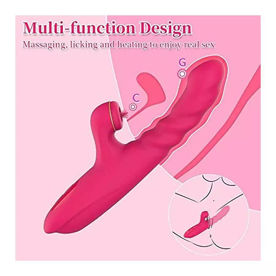 Grilent Clitoral Licking G-spot Thrusting Rabbit Vibrator, 9.4 Inch Realistic Jelly Wolf Dildo