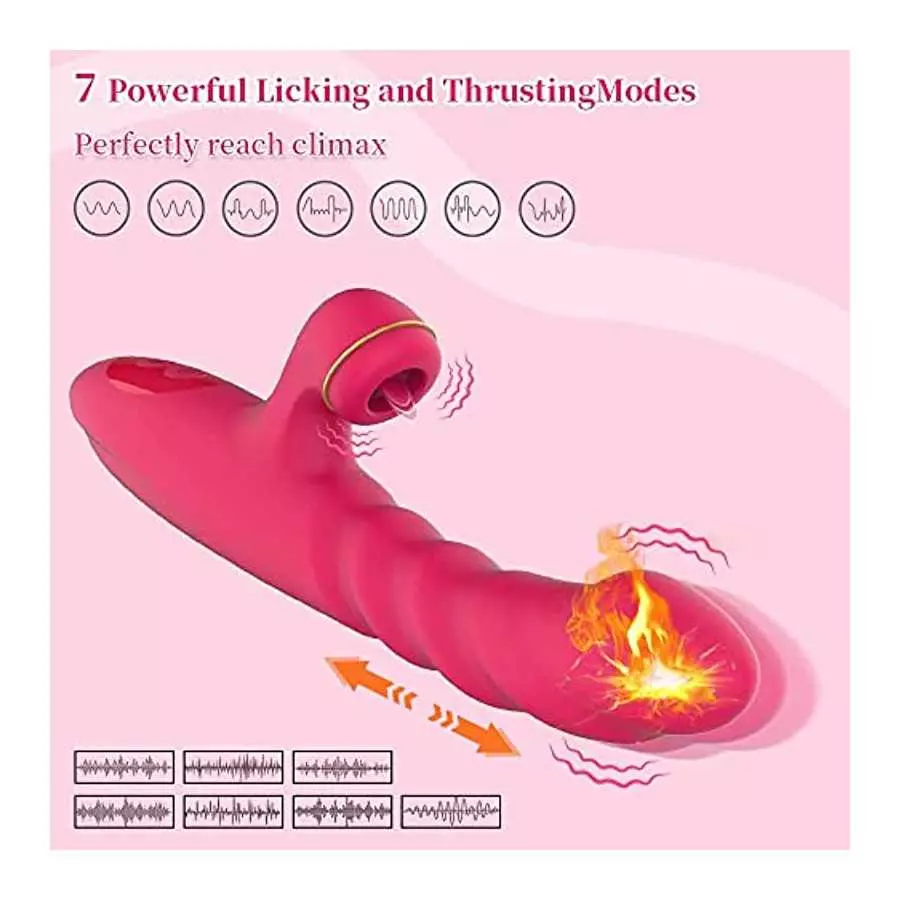 Grilent Clitoral Licking G-spot Thrusting Rabbit Vibrator, 9.4 Inch Realistic Jelly Wolf Dildo