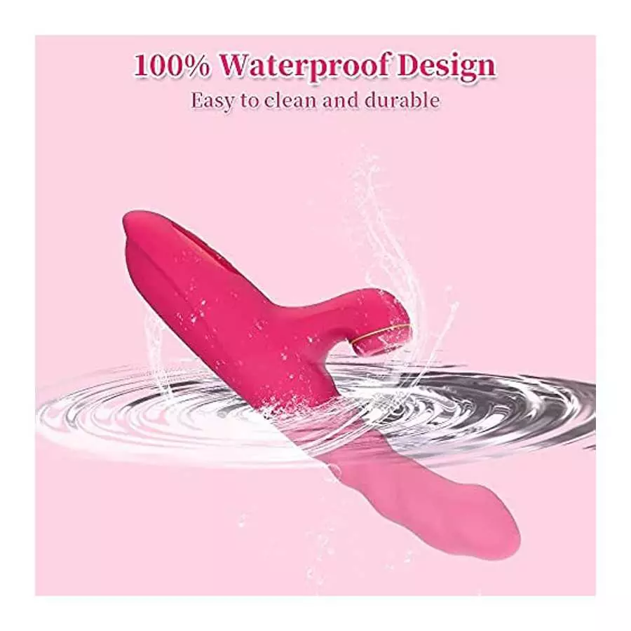 Grilent Clitoral Licking G-spot Thrusting Rabbit Vibrator, 9.4 Inch Realistic Jelly Wolf Dildo