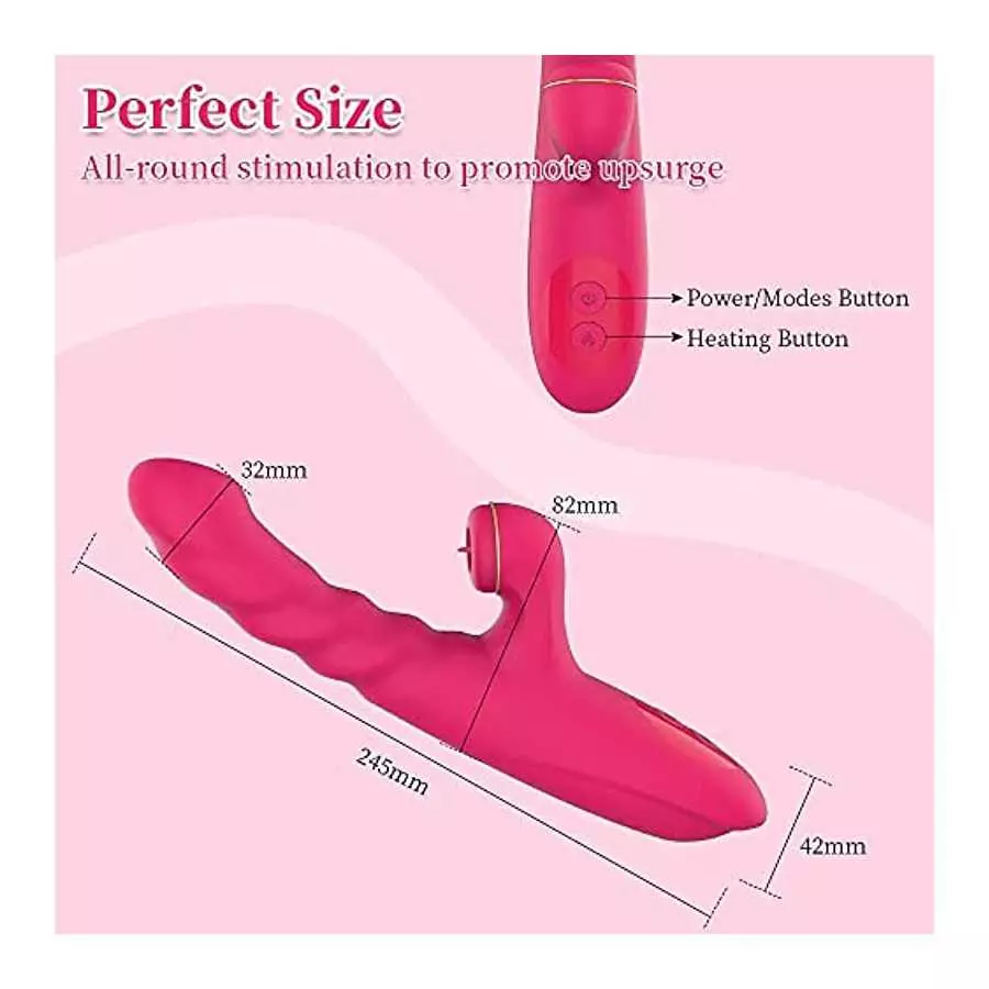 Grilent Clitoral Licking G-spot Thrusting Rabbit Vibrator, 9.4 Inch Realistic Jelly Wolf Dildo