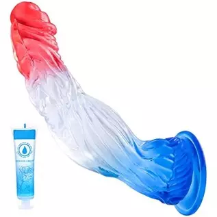 Grilent Clitoral Licking G-spot Thrusting Rabbit Vibrator, 9.4 Inch Realistic Jelly Wolf Dildo