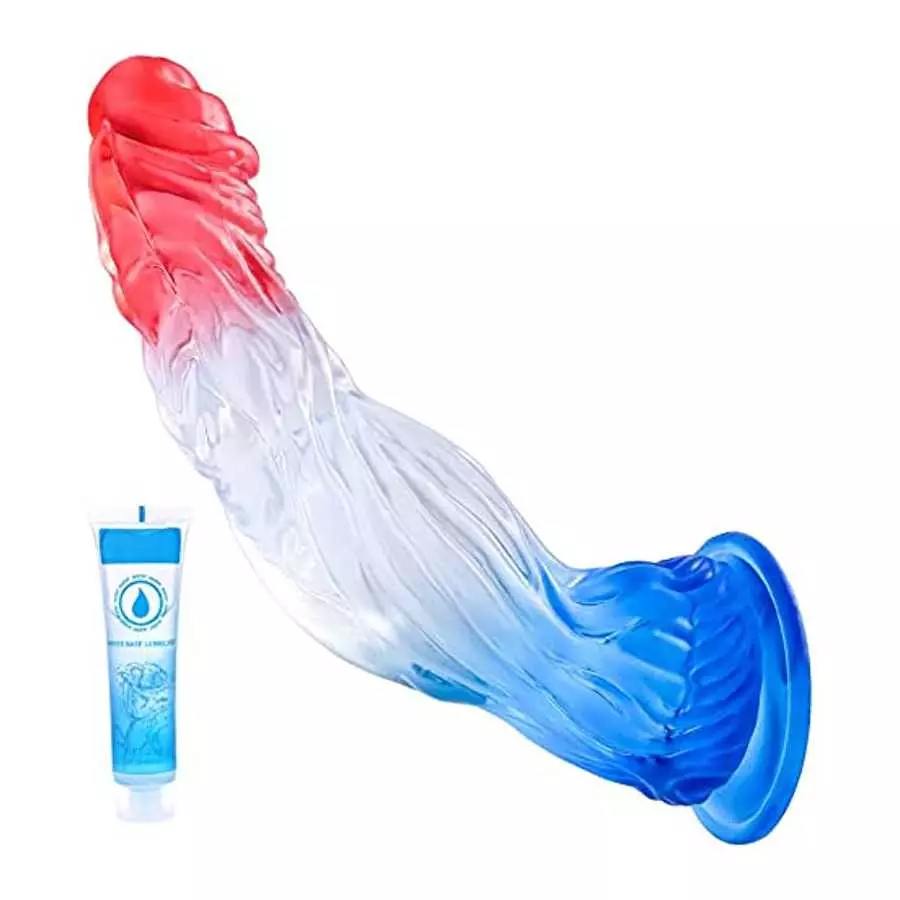Grilent Clitoral Licking G-spot Thrusting Rabbit Vibrator, 9.4 Inch Realistic Jelly Wolf Dildo