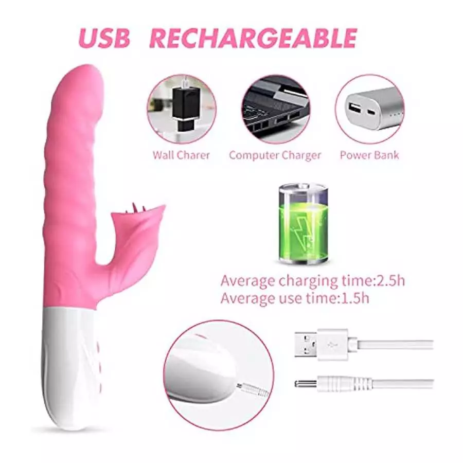 G Spot Rabbit Vibrator for Women Bunny Ears for Clitoris G-spot Stimulation,Waterproof Dildo Vibrator with 7 Powerful Vibrations