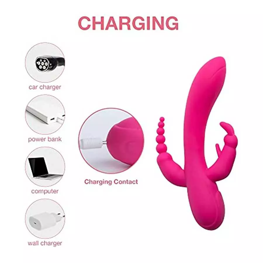 G-Spot Rabbit Anal Dildo Vibrator Adult Sex Toys with 7 Vibrating Modes for Women - Adorime Silicone Waterproof Rechargeable Cli