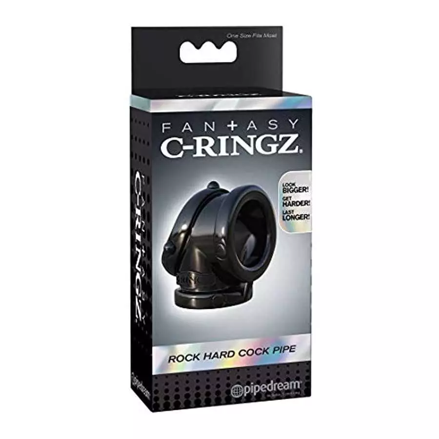 Pipedream Fantasy C-Ringz Rock Hard Cock Pipe Dildo, Black, 1 Pound