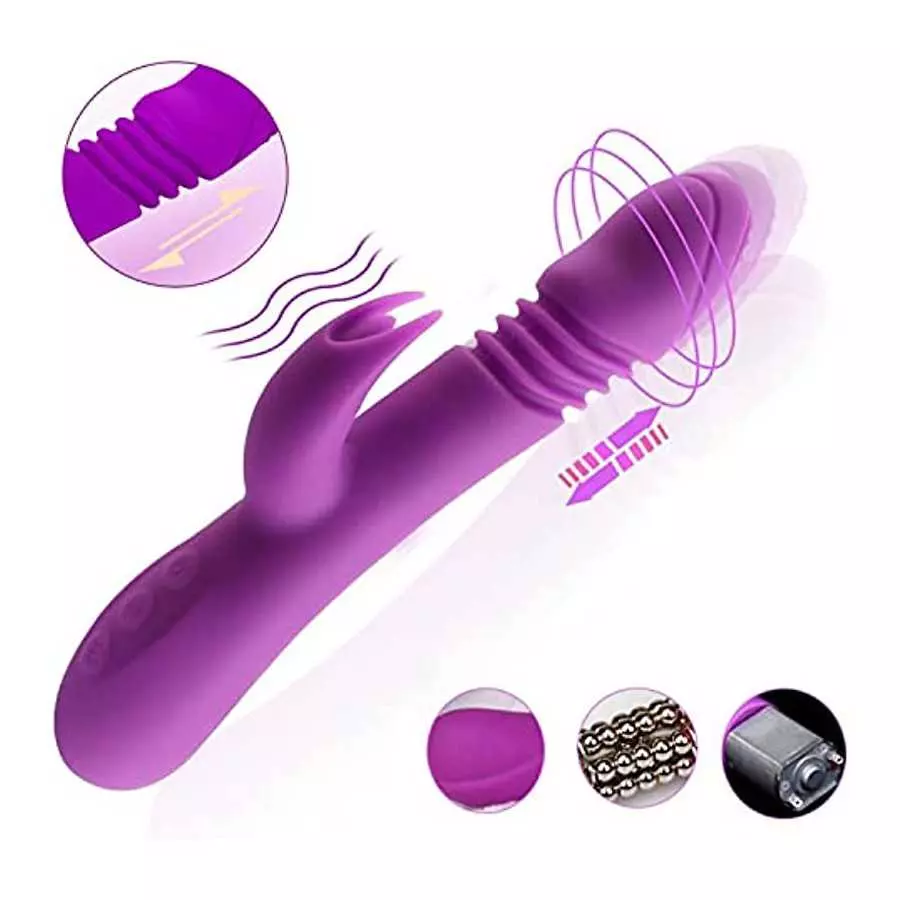 luoyipink G Spot Rabbit Vibrator for Women Bunny Ears Clitoris G-spot Stimulation,Waterproof Dildo with 7 Powerful Vibrations Re