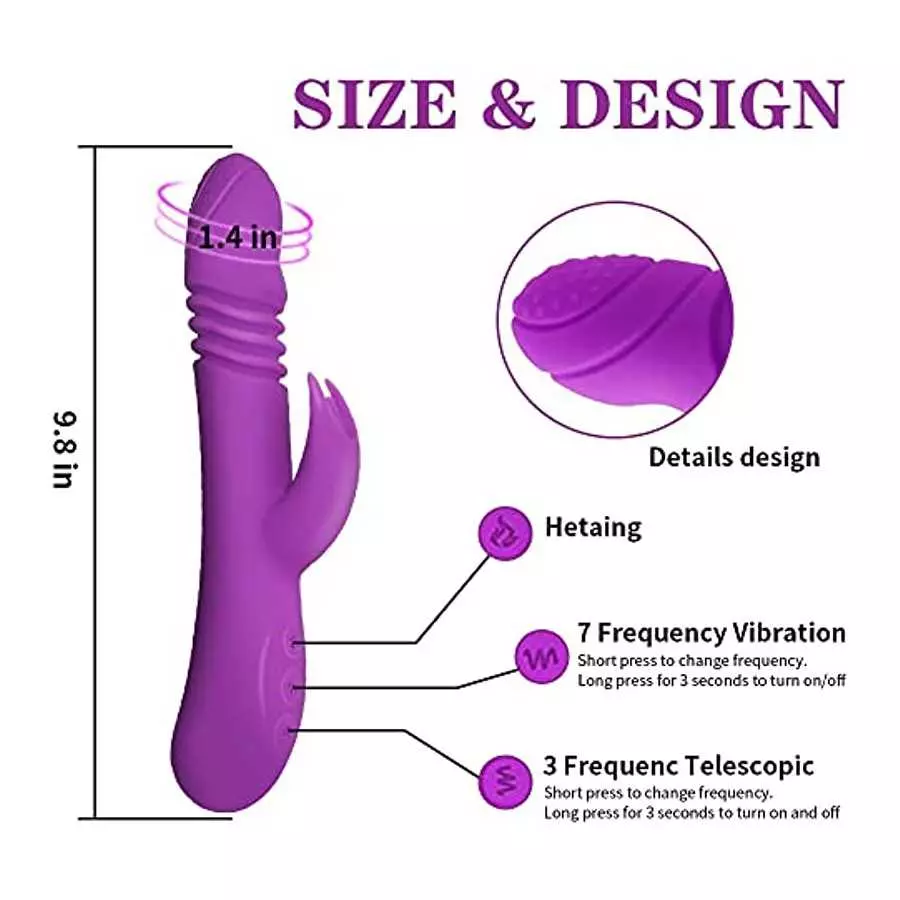 luoyipink G Spot Rabbit Vibrator for Women Bunny Ears Clitoris G-spot Stimulation,Waterproof Dildo with 7 Powerful Vibrations Re