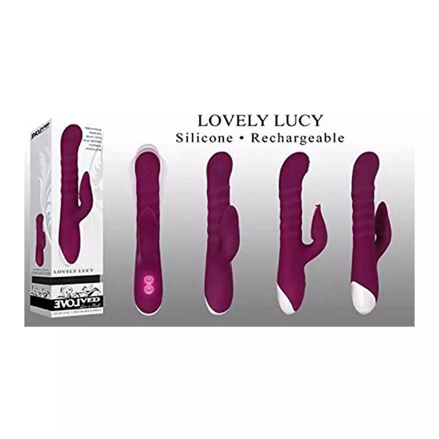 Evolved Love Is Back - Lovely Lucy - Rabbit-Style Thrusting & Twirling Shaft, with Dual Motors, Clitoral Stimulator Vibrator for