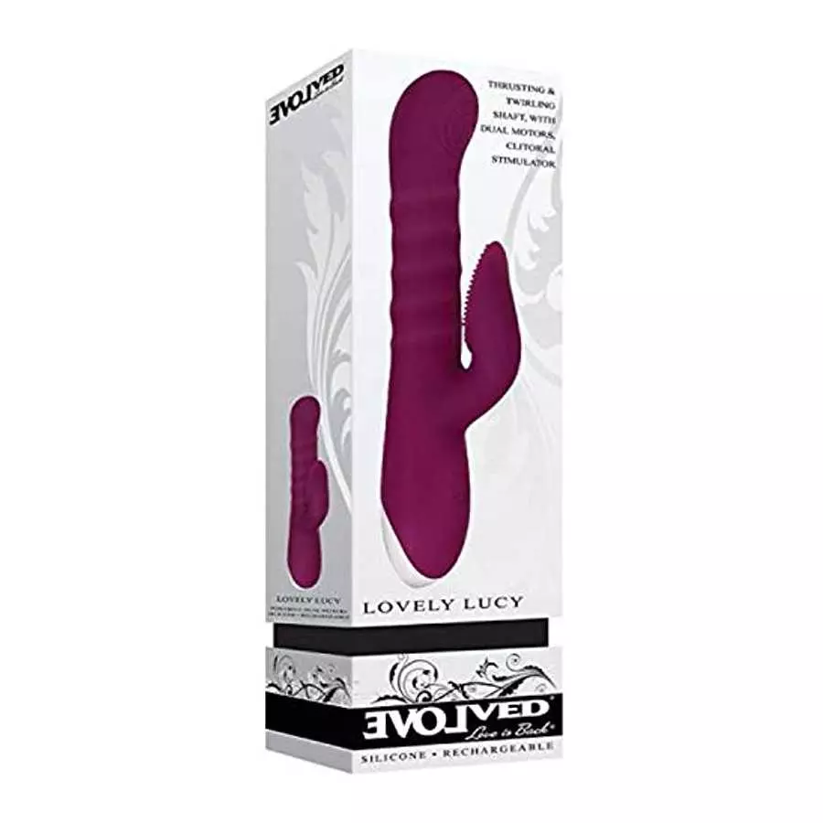 Evolved Love Is Back - Lovely Lucy - Rabbit-Style Thrusting & Twirling Shaft, with Dual Motors, Clitoral Stimulator Vibrator for