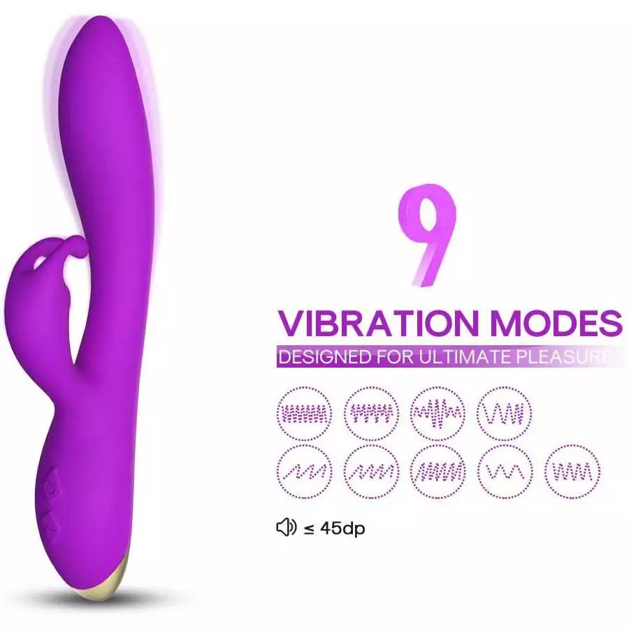 Bonnie Rabbit Vibrator with 360 Flexible Head - 9 Speed G Spot & Thrusting Vibrator with Bunny Ear - Premium Silicone Bunny Toy,