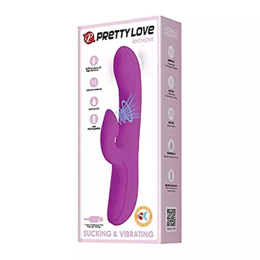 Pretty Love Anthony Sucking & Vibrating Rabbit-Style 12 Functions - Silcone - USB Rechargeable Waterproof Vibrator for Women