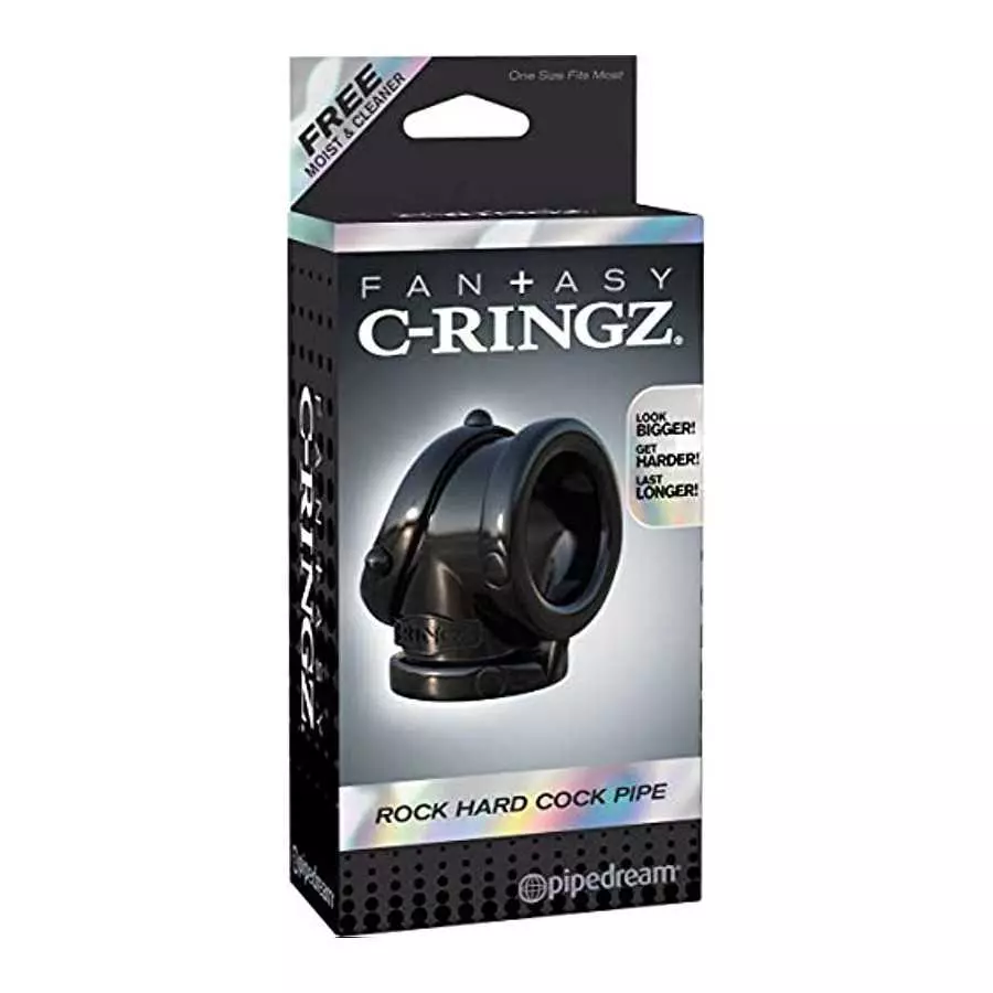 Pipedream Fantasy C-Ringz Rock Hard Cock Pipe Dildo, Black, 1 Pound
