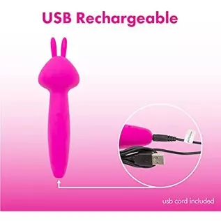 PalmPower Rabbit Massage Wand, Power Bullet Motor with Vibrating Silicone Tips, Easy One-Press Button, Waterproof, USB Rechargea