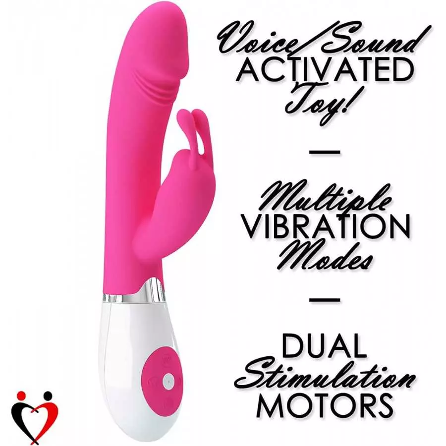 LeLuv Rabbit Vibrator Voice-Sound Activated 30 Modes Smooth Silicone Purple