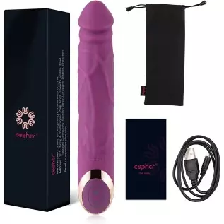 Eupher 8.5 Inch Rechargeable G Spot Dildo Vibrator,Realistic Dildo Vibrating Machine with 10 Vibrations,Quiet & Bendable Vaginal