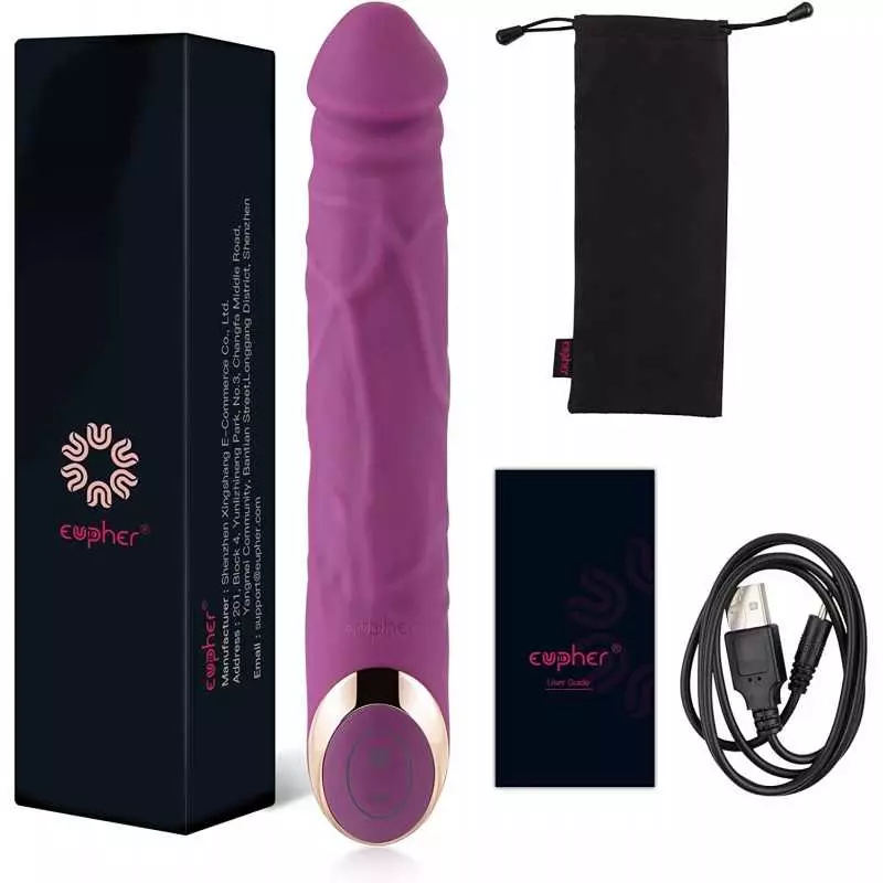 Eupher 8.5 Inch Rechargeable G Spot Dildo Vibrator,Realistic Dildo Vibrating Machine with 10 Vibrations,Quiet & Bendable Vaginal